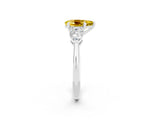 White gold Three-Stone Pear Cut Yellow Sapphire Ring with Pear Side Stones and Four-Prong Setting_26