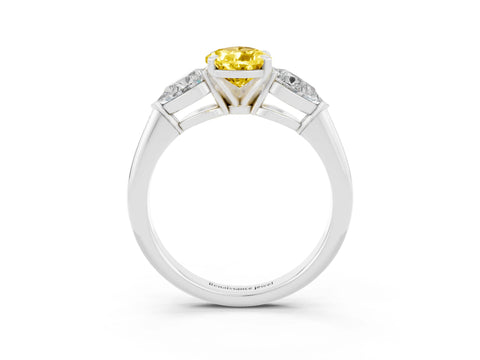 White gold Three-Stone Pear Cut Yellow Sapphire Ring with Pear Side Stones and Four-Prong Setting_27