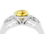 White gold Three-Stone Pear Cut Yellow Sapphire Ring with Pear Side Stones and Four-Prong Setting_28