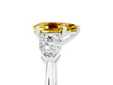White gold Three-Stone Pear Cut Yellow Sapphire Ring with Pear Side Stones and Four-Prong Setting_29