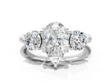 White gold Three-Stone Pear Diamond Channel Set Engagement Ring with Prong Setting_3