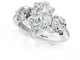 White gold Three-Stone Pear Diamond Channel Set Engagement Ring with Prong Setting_4