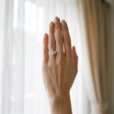 White gold Three-Stone Pear Diamond Milgrain Pave Band with Prong Setting_12