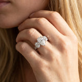 White gold Three-Stone Pear Diamond Milgrain Pave Band with Prong Setting_14