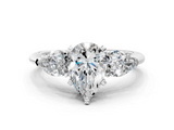 White gold Three-Stone Pear Diamond Ring with Pear Side Stones in Four-Prong Setting_90