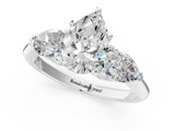 White gold Three-Stone Pear Diamond Ring with Pear Side Stones in Four-Prong Setting_91