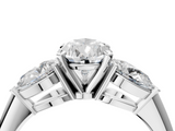 White gold Three-Stone Pear Diamond Ring with Pear Side Stones in Four-Prong Setting_94
