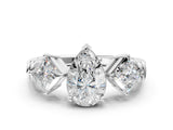 White gold Three-Stone Pear and Princess Cut Diamond Ring with Channel Band and Four-Prong Setting_28