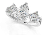 White gold Three-Stone Pear and Princess Cut Diamond Ring with Channel Band and Four-Prong Setting_29