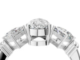 White gold Three-Stone Pear and Princess Cut Diamond Ring with Channel Band and Four-Prong Setting_32