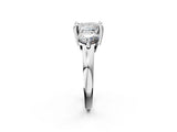 White gold Three-Stone Princess Brilliant Cut Solitaire Ring with Prong Setting on a Classic Band 3
