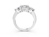 White gold Three-Stone Princess Brilliant Cut Solitaire Ring with Prong Setting on a Classic Band 4