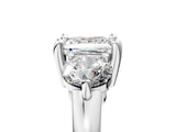 White gold Three-Stone Princess Brilliant Cut Solitaire Ring with Prong Setting on a Classic Band
