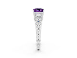 White gold Three-Stone Princess Cut Amethyst Braided Band Ring with Four-Prong Setting_14