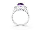 White gold Three-Stone Princess Cut Amethyst Braided Band Ring with Four-Prong Setting_15
