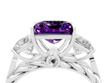 White gold Three-Stone Princess Cut Amethyst Braided Band Ring with Four-Prong Setting_16