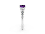 White gold Three-Stone Princess Cut Amethyst Pavé Band with Four-Prong Setting_2