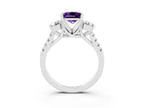 White gold Three-Stone Princess Cut Amethyst Pavé Band with Four-Prong Setting_3
