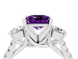 White gold Three-Stone Princess Cut Amethyst Pavé Band with Four-Prong Setting_4
