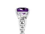 White gold Three-Stone Princess Cut Amethyst Pavé Band with Four-Prong Setting_5