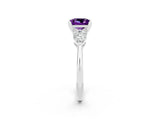 White gold Three-Stone Princess Cut Amethyst Ring with Pear Side Stones and Four-Prong Setting_2