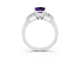 White gold Three-Stone Princess Cut Amethyst Ring with Pear Side Stones and Four-Prong Setting_3