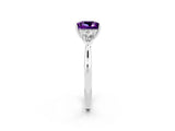 White gold Three-Stone Princess Cut Amethyst Ring with Pear  Side Stones in Four-Prong Setting_14