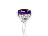 White gold Three-Stone Princess Cut Amethyst Ring with Pear  Side Stones in Four-Prong Setting_17