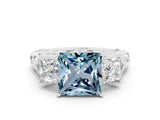White gold Three-Stone Princess Cut Aquamarine Braided Band Ring with Four-Prong Setting_36
