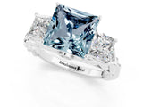 White gold Three-Stone Princess Cut Aquamarine Braided Band Ring with Four-Prong Setting_37