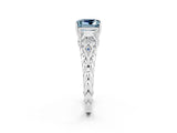 White gold Three-Stone Princess Cut Aquamarine Braided Band Ring with Four-Prong Setting_38