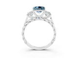 White gold Three-Stone Princess Cut Aquamarine Braided Band Ring with Four-Prong Setting_39