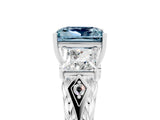 White gold Three-Stone Princess Cut Aquamarine Braided Band Ring with Four-Prong Setting_41