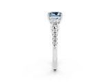 White gold Three-Stone Princess Cut Aquamarine Pavé Band with Four-Prong Setting_2