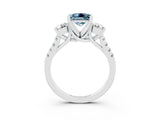 White gold Three-Stone Princess Cut Aquamarine Pavé Band with Four-Prong Setting_3