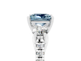 White gold Three-Stone Princess Cut Aquamarine Pavé Band with Four-Prong Setting_5