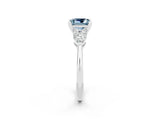 White gold Three-Stone Princess Cut Aquamarine Ring with Pear Side Stones and Four-Prong Setting_2