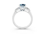 White gold Three-Stone Princess Cut Aquamarine Ring with Pear Side Stones and Four-Prong Setting_3