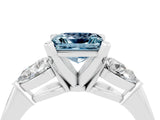 White gold Three-Stone Princess Cut Aquamarine Ring with Pear Side Stones and Four-Prong Setting_4