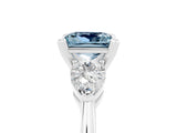 White gold Three-Stone Princess Cut Aquamarine Ring with Pear Side Stones and Four-Prong Setting_5