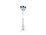 White gold Three-Stone Princess Cut Aquamarine Ring with Pear  Side Stones in Four-Prong Setting_14
