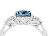 White gold Three-Stone Princess Cut Aquamarine Ring with Pear  Side Stones in Four-Prong Setting_16