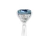 White gold Three-Stone Princess Cut Aquamarine Ring with Pear  Side Stones in Four-Prong Setting_17