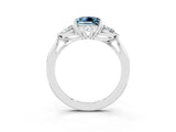 White gold Three-Stone Princess Cut Aquamarine Ring with Pear  Side Stones in Four-Prong Setting_51