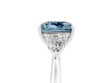 White gold Three-Stone Princess Cut Aquamarine Ring with Pear  Side Stones in Four-Prong Setting_53
