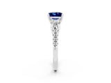 White gold Three-Stone Princess Cut Blue Sapphire Pavé Band with Four-Prong Setting_2