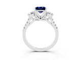 White gold Three-Stone Princess Cut Blue Sapphire Pavé Band with Four-Prong Setting_3