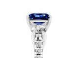 White gold Three-Stone Princess Cut Blue Sapphire Pavé Band with Four-Prong Setting_5