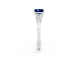 White gold Three-Stone Princess Cut Blue Sapphire Ring with Pear Side Stones and Four-Prong Setting_2