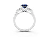 White gold Three-Stone Princess Cut Blue Sapphire Ring with Pear Side Stones and Four-Prong Setting_3